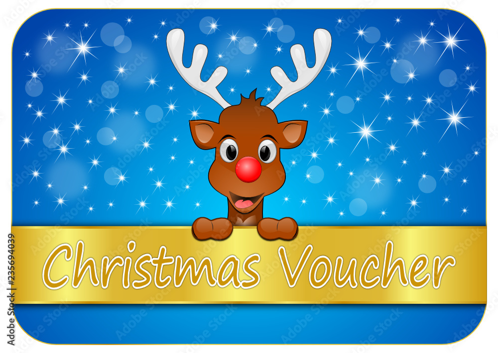 Christmas voucher with Reindeer - illustration