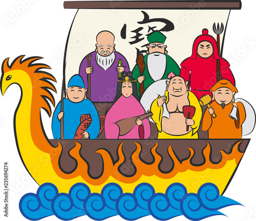 宝船 七福神 年賀状 クリップアート