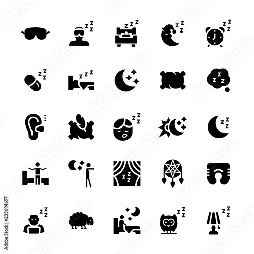 Vector icon set of sleep in flat style.