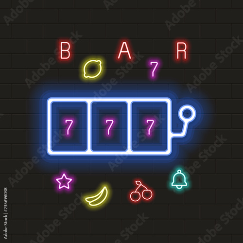 Casino vector neon sign in neon style.