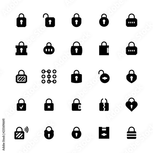 Locks vector icon set in flat style.