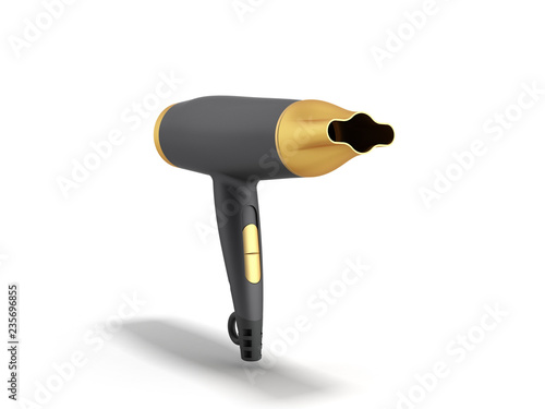 Black hair dryer 3d render on white photo