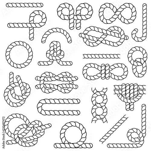 Nautical rope vector set. Decorativ elements.