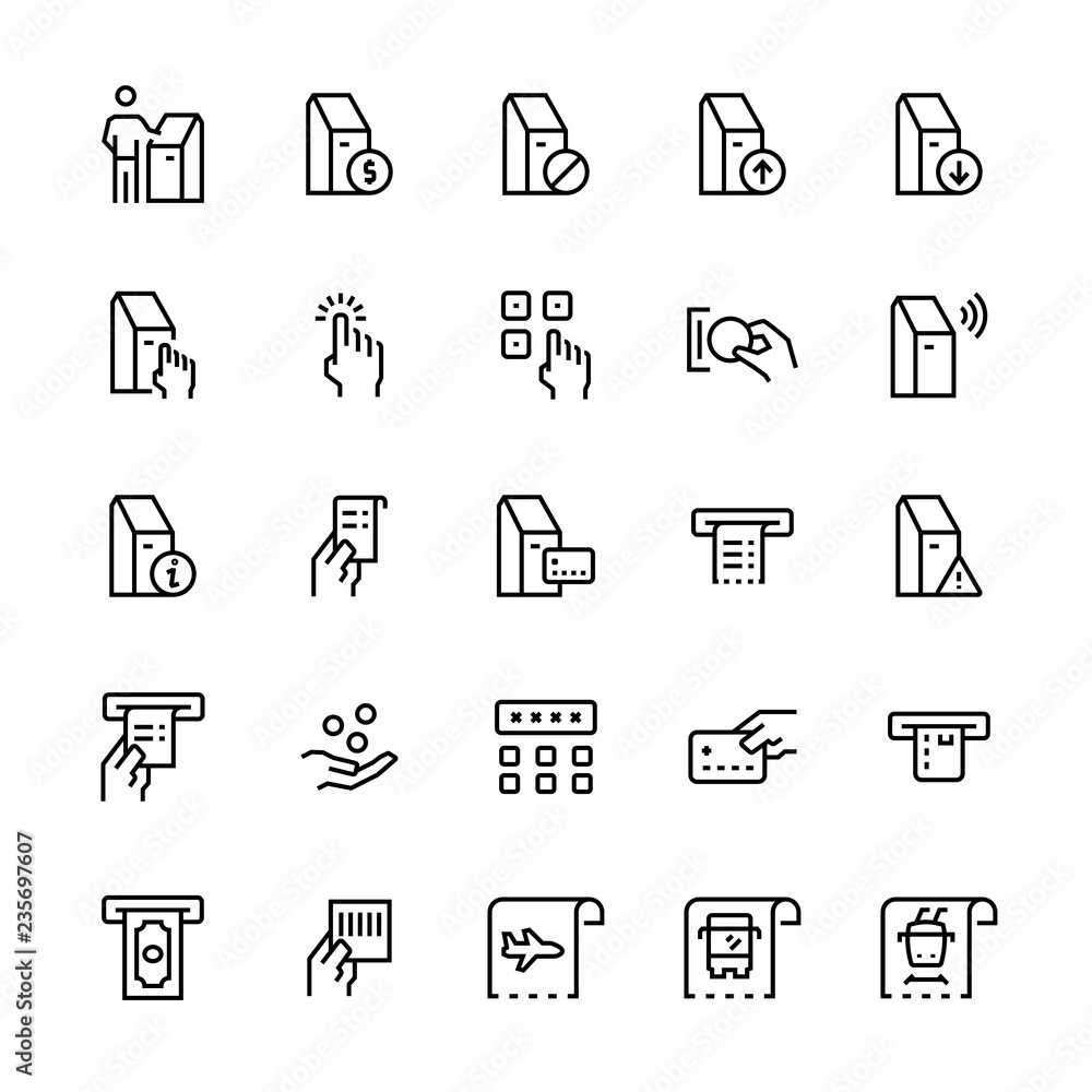 Self-service terminals icon set.Vector symbols. Self-service terminals icon set.Vector symbols.
