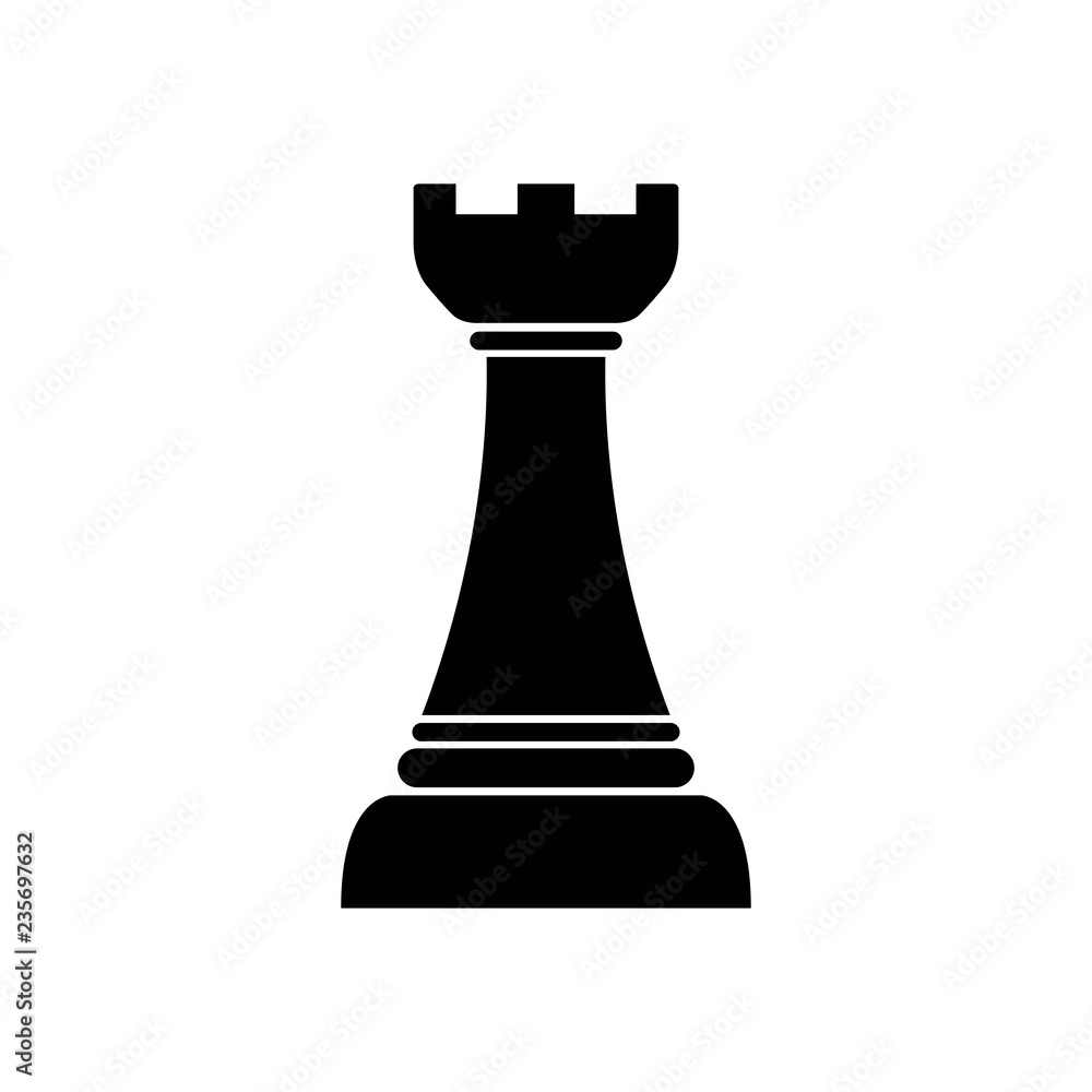 Silhouette of a rook chess piece. Vector illustration design Silhouette of a rook chess piece. Vector illustration design
