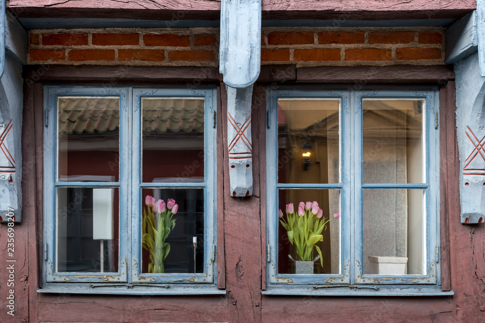 Old architecture window detail in Ystad in Sweden Old architecture window detail in Ystad in Sweden