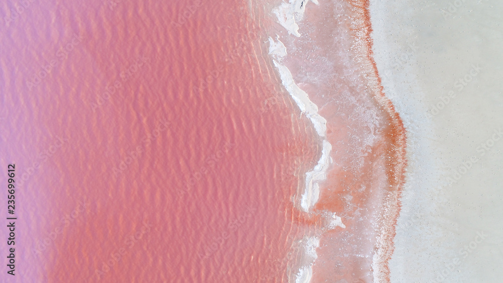 Fototapeta premium Rose laguna view from top, coastal view , drone shoot 