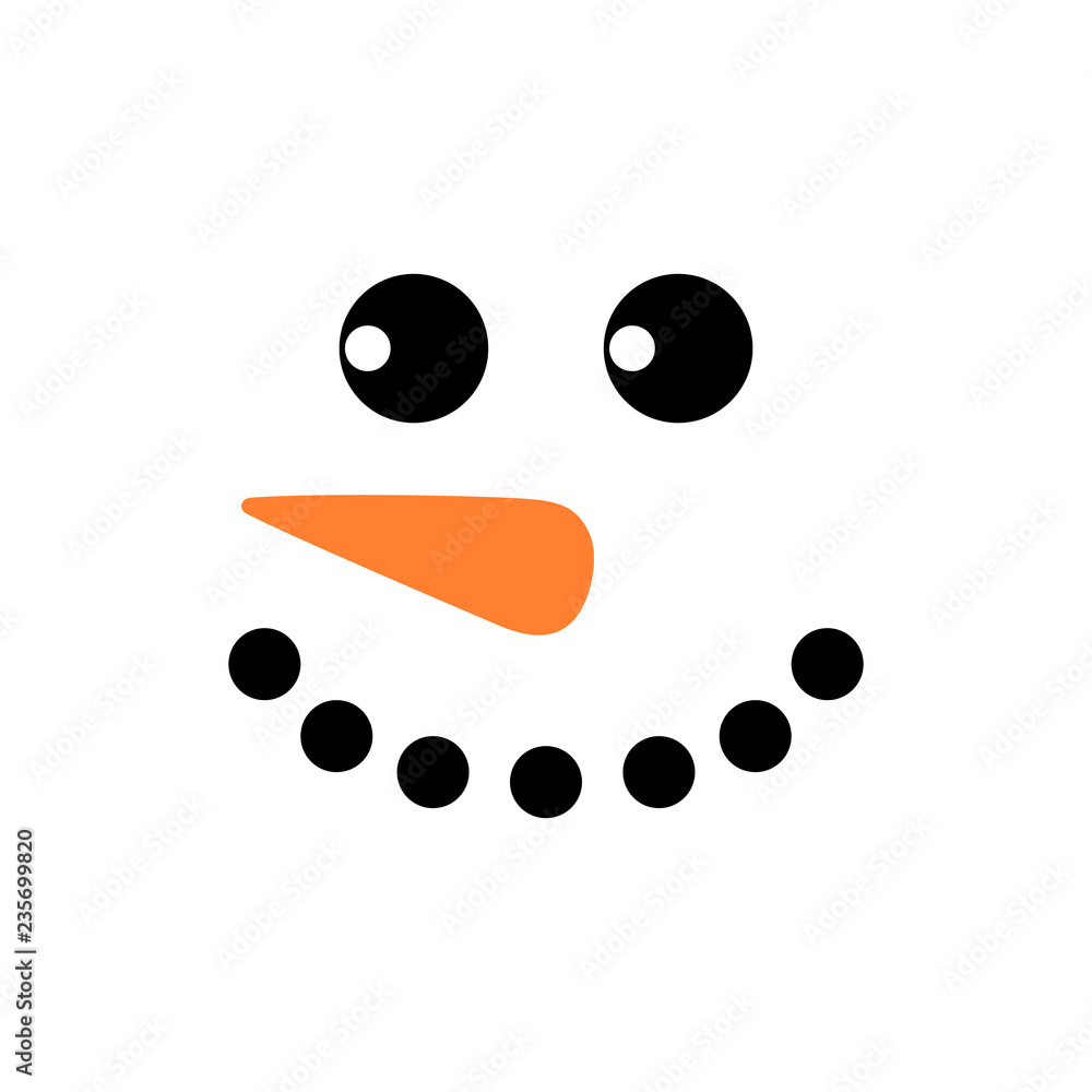 Cute snowman face - vector. Snowman head. Vector illustration isolated. Cute snowman face - vector. Snowman head. Vector illustration isolated.