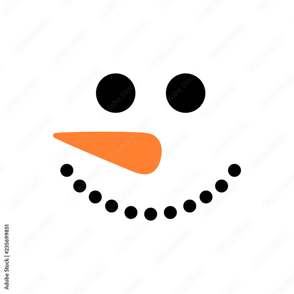 Cute snowman face - vector. Snowman head. Vector illustration isolated.