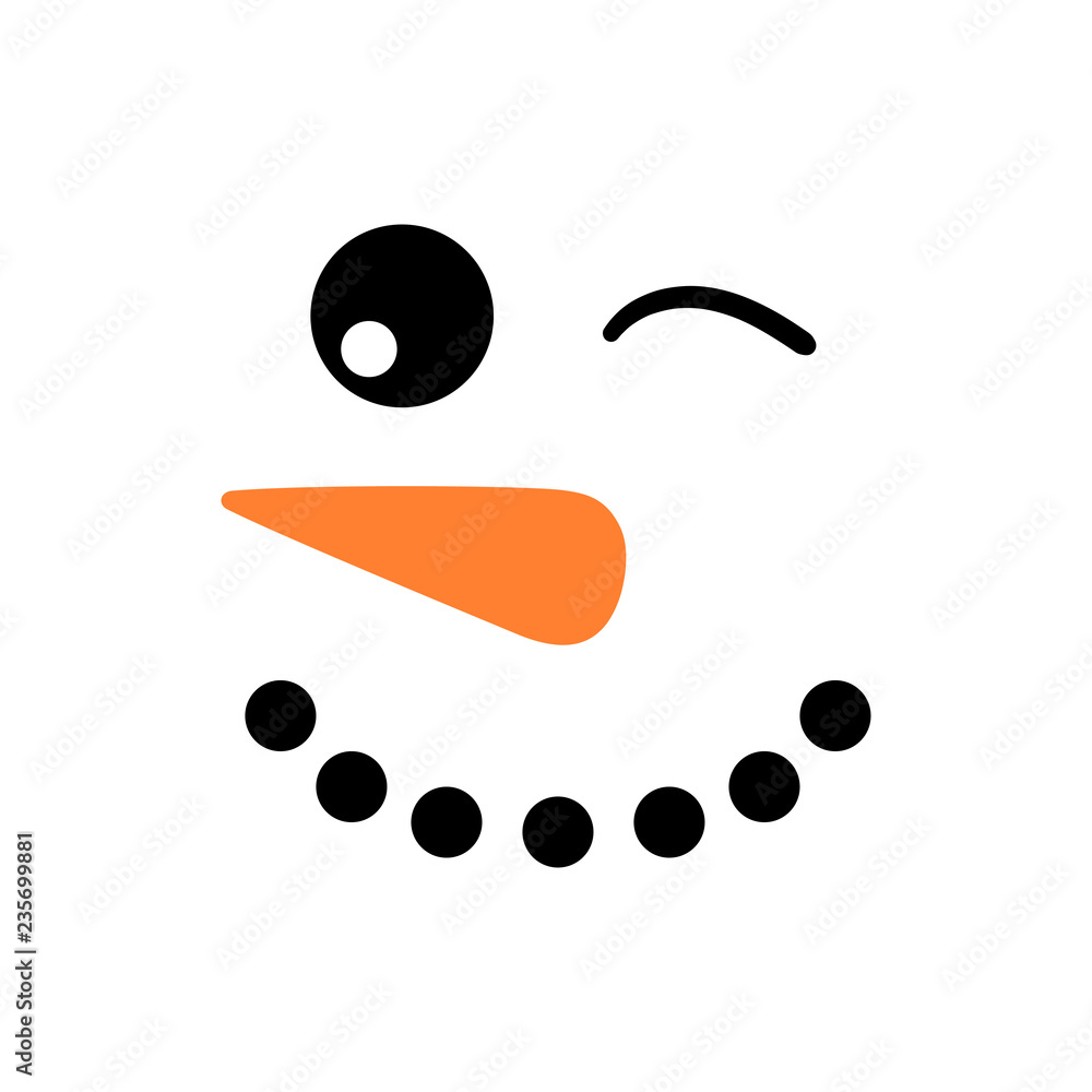 Cute snowman face - vector. Snowman head. Vector illustration isolated. Cute snowman face - vector. Snowman head. Vector illustration isolated.