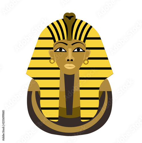 Pharaoh icon, flat style. Symbols of ancient Egypt. Isolated on white background. Vector illustration.