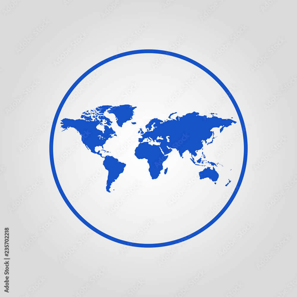World map isolated flat vector icon