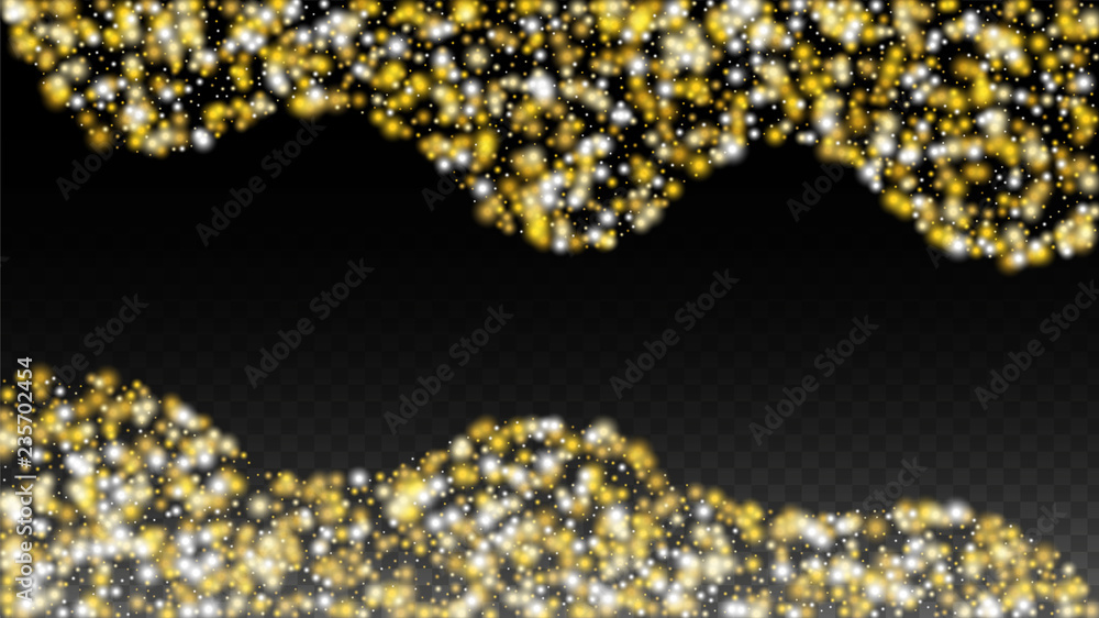 Gold Glitter Vector Texture on a Black. Golden Glow Pattern. Golden Christmas and New Year Snow. Golden Explosion of Confetti. Star Dust. Abstract Flicker Background with a Party Lights Design. Gold Glitter Vector Texture on a Black. Golden Glow Pattern. Golden Christmas and New Year Snow. Golden Explosion of Confetti. Star Dust. Abstract Flicker Background with a Party Lights Design.