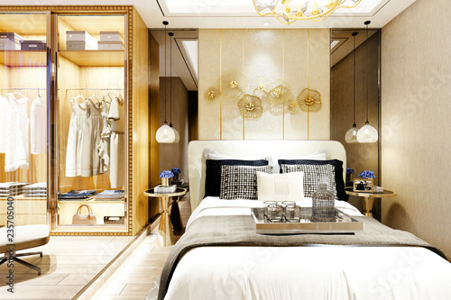 Wallpaper Mural 3d render of modern bedroom Torontodigital.ca