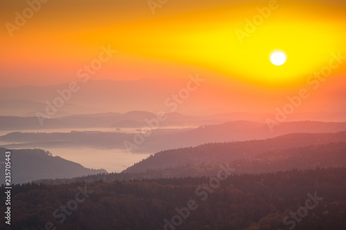 View from Szczeliniec in Stolowe mountains, Sudety, Poland