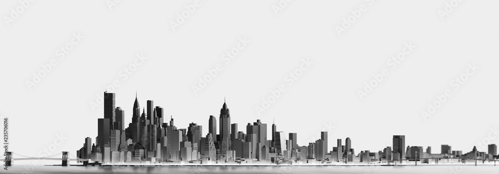 city panorama black and white