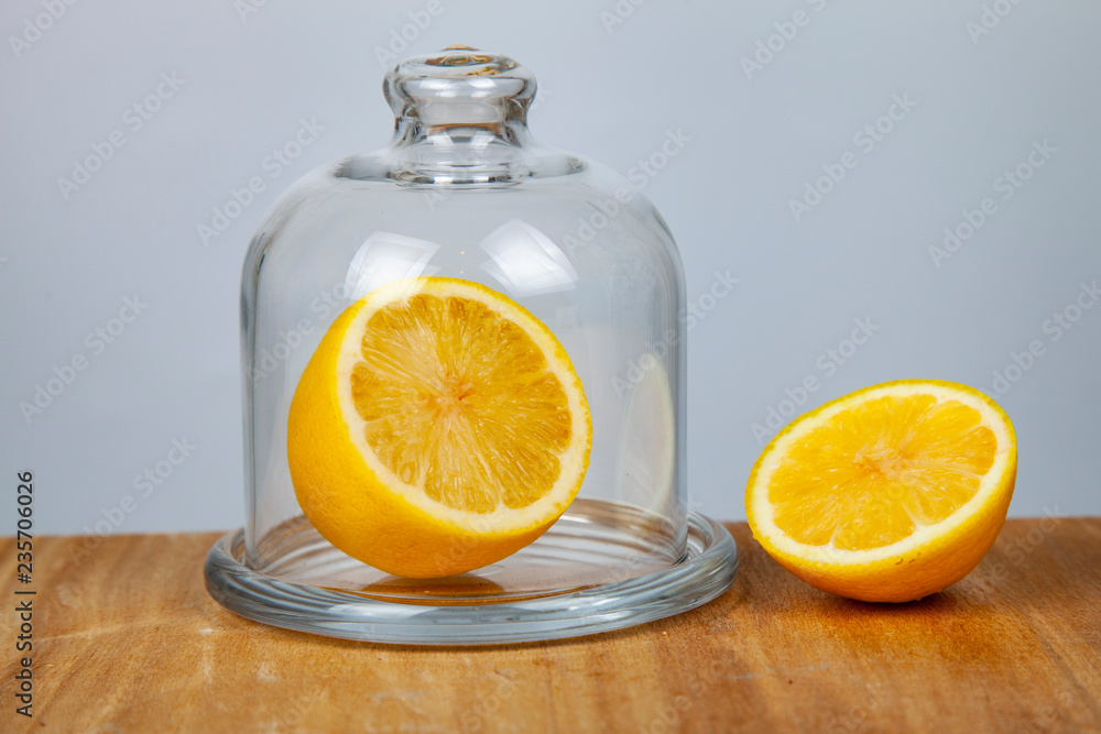 Lemon with a transparent dish Lemon with a transparent dish