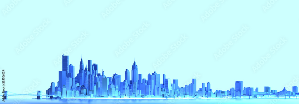 City panorama blue