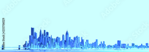 City panorama blue