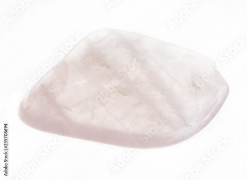 polished rose quartz stone on white