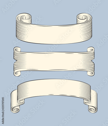 Antique Papyrus Ribbons or Old Curled Scrolls