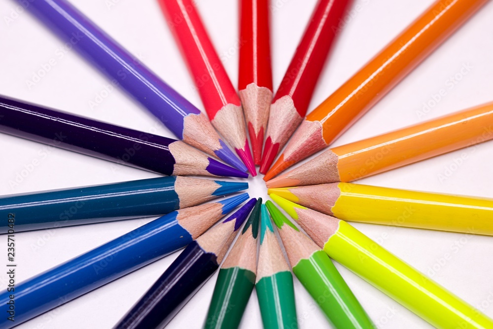 Colorful pencils in the circle on white background Colorful pencils in the circle on white background