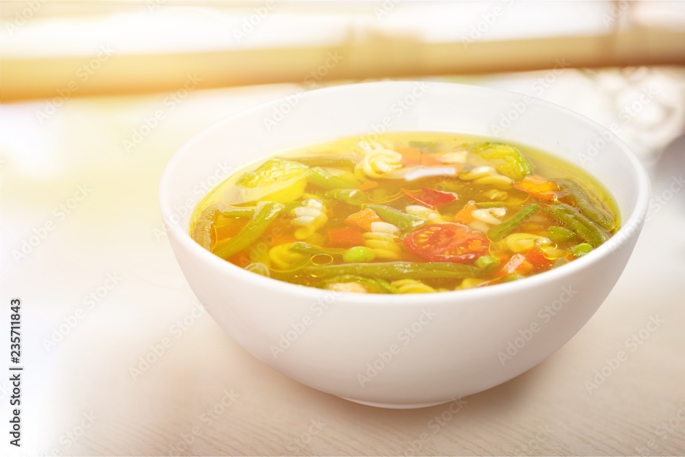 Vegetable soup isolated on background