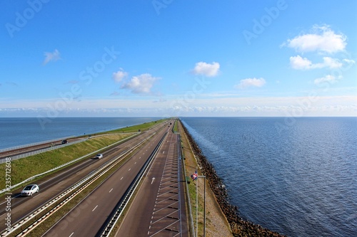 Afsluitdijk, Netherlands. View of major causeway in the Netherlands from panoramic tower. © Daniele