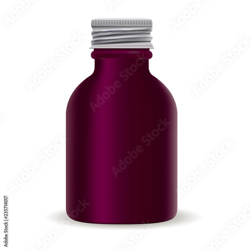 Screw cap cosmetic bottle mockup. 3d Vector packaging design for cosmetics or oil, water, drink, medicine supplements.