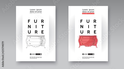 Banner of hand drawn furniture store, apartment, promotion, sale, ads