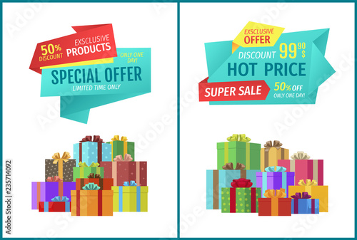 Special Offer Hot Price Set Vector Illustration