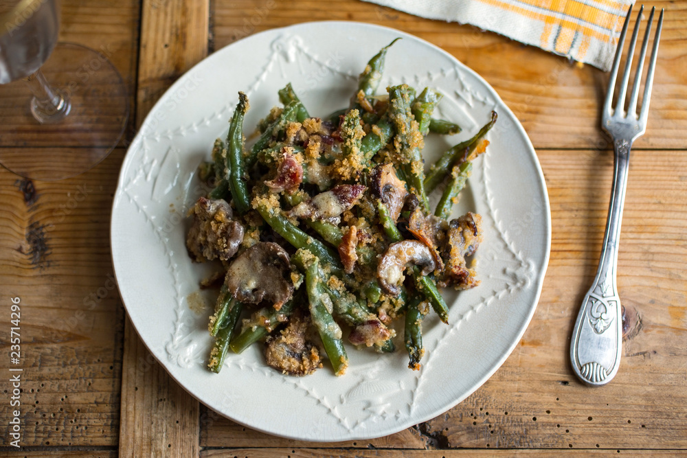 Green beans served on plate Green beans served on plate