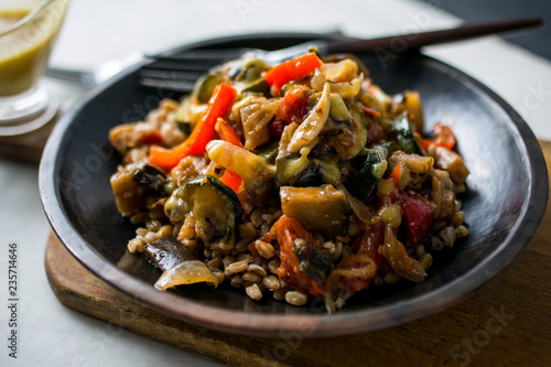 Close up of ratatouille served on plate
