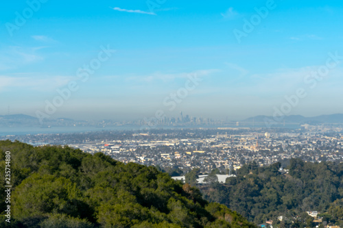 panoramic view of the Oakland and San Francisco