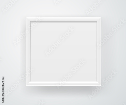 Empty square white frame on a wall. Vector layout