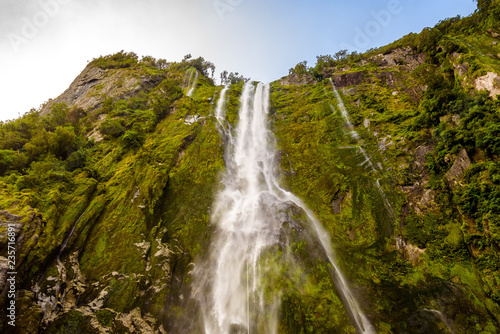 Stirling Falls, Milford Sound Fjord, Fiordland, New Zealand.