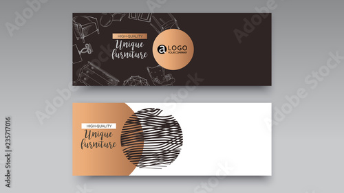 Banner of hand drawn furniture store, apartment, promotion, sale, ads
