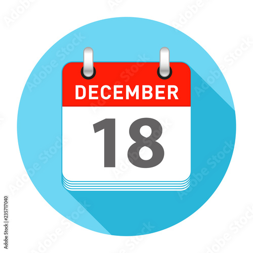 December 18 Single Day Calendar Flat Style