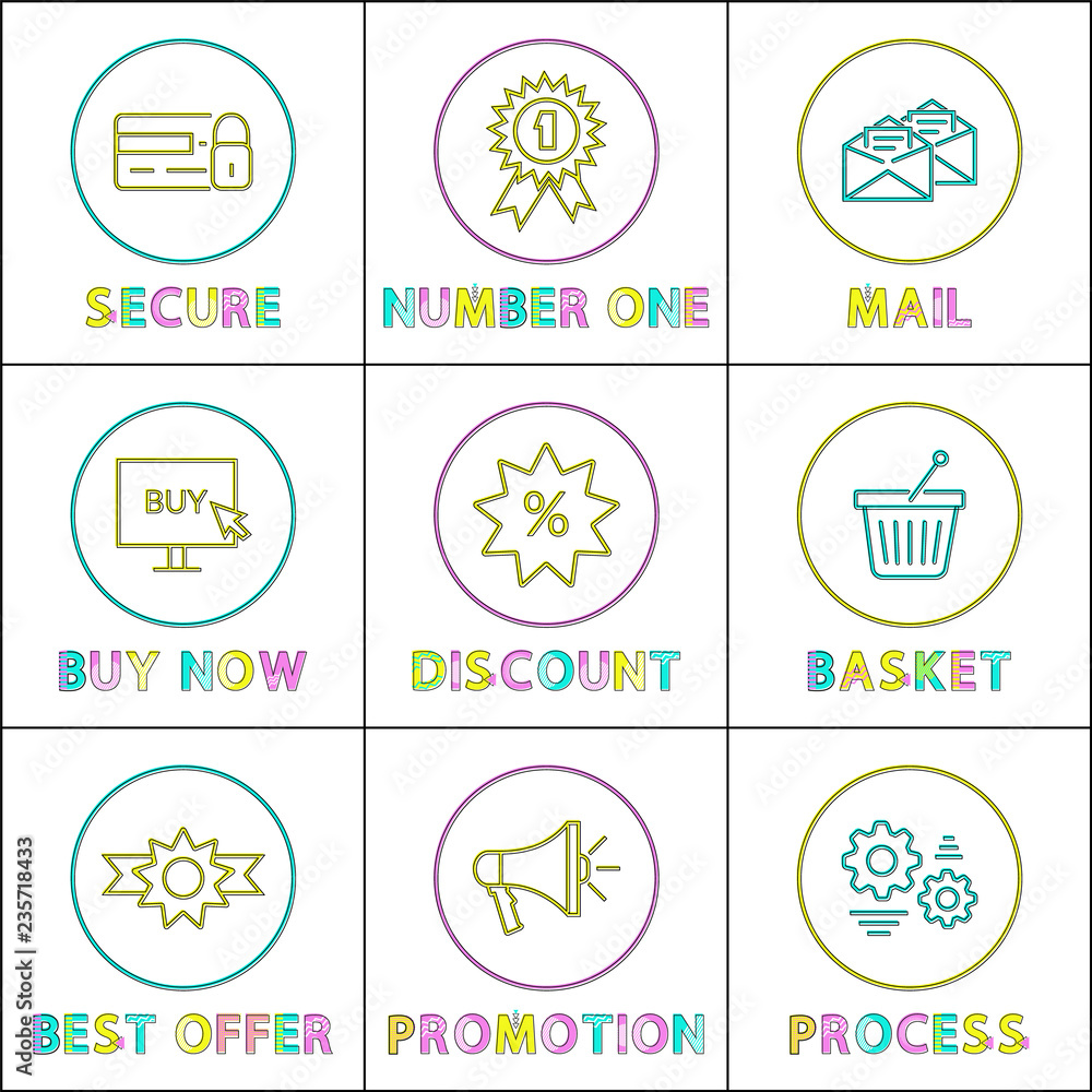 Fototapeta premium Secure and number one posters vector illustration
