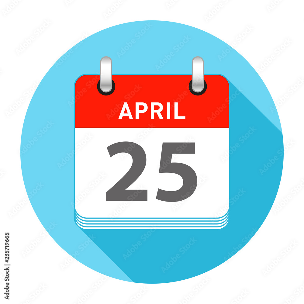 April 25 Single Day Calendar Style Stock Vector | Adobe Stock