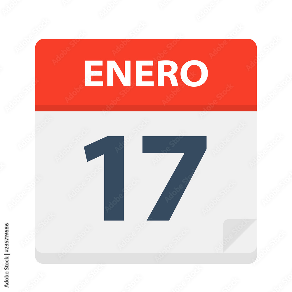 Enero 17 - Calendar Icon - January 17. Vector illustration of Spanish Calendar Leaf Enero 17 - Calendar Icon - January 17. Vector illustration of Spanish Calendar Leaf