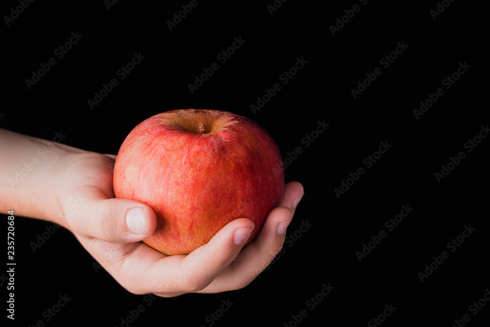 Red apple on hand