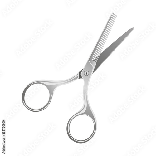 Vector isolated illustration of metal thinning scissors.