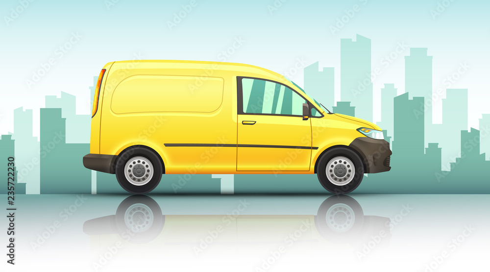 Conceptual vector illustration of van fast delivery service