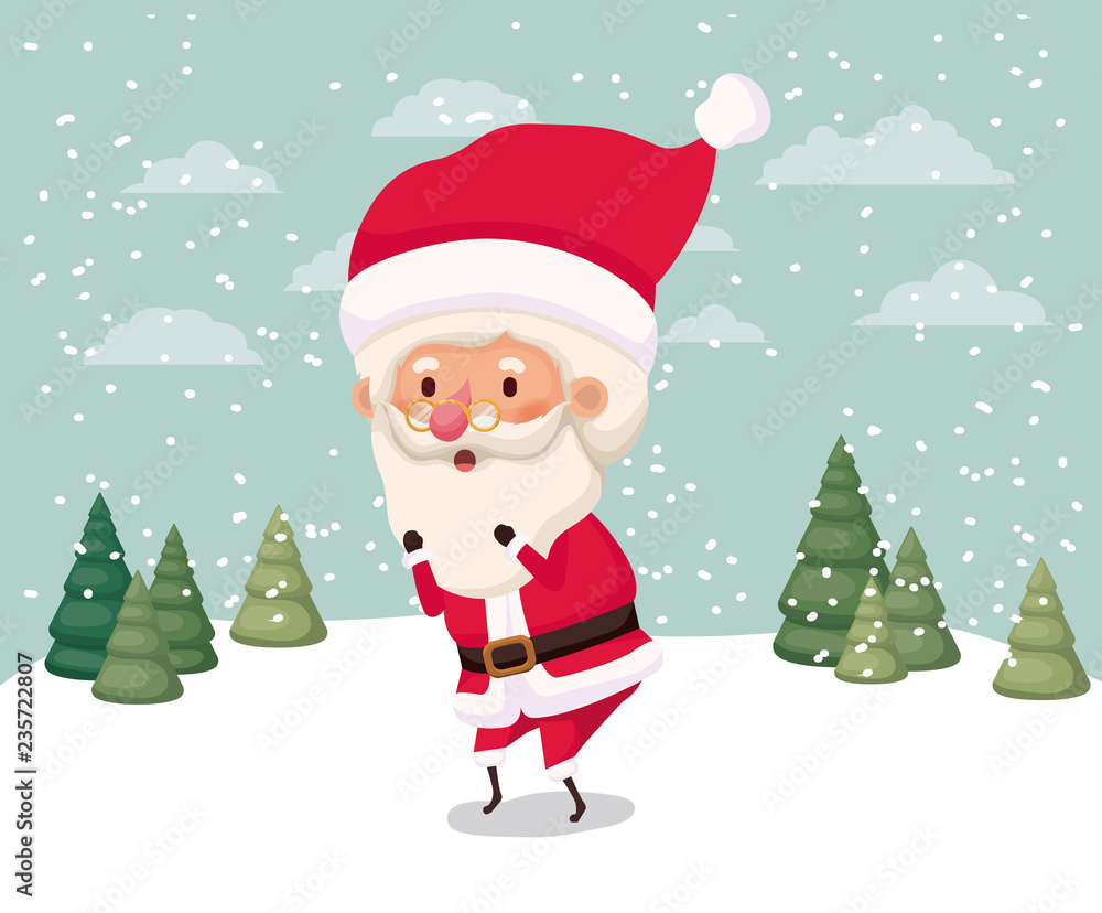 little santa claus character in snowscape little santa claus character in snowscape