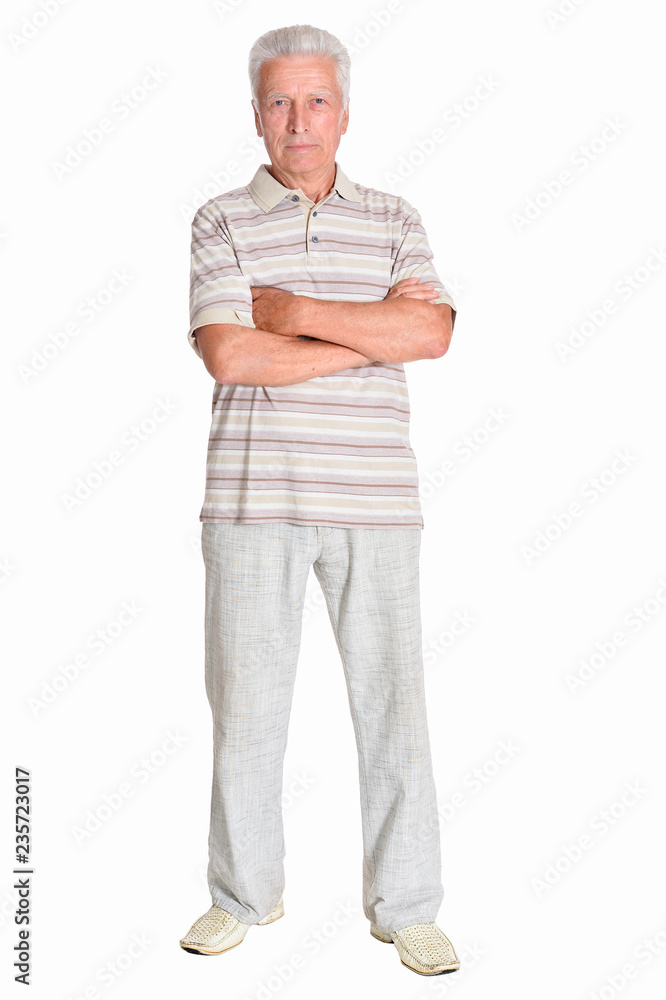 Portrait of senior man posing on white background Portrait of senior man posing on white background