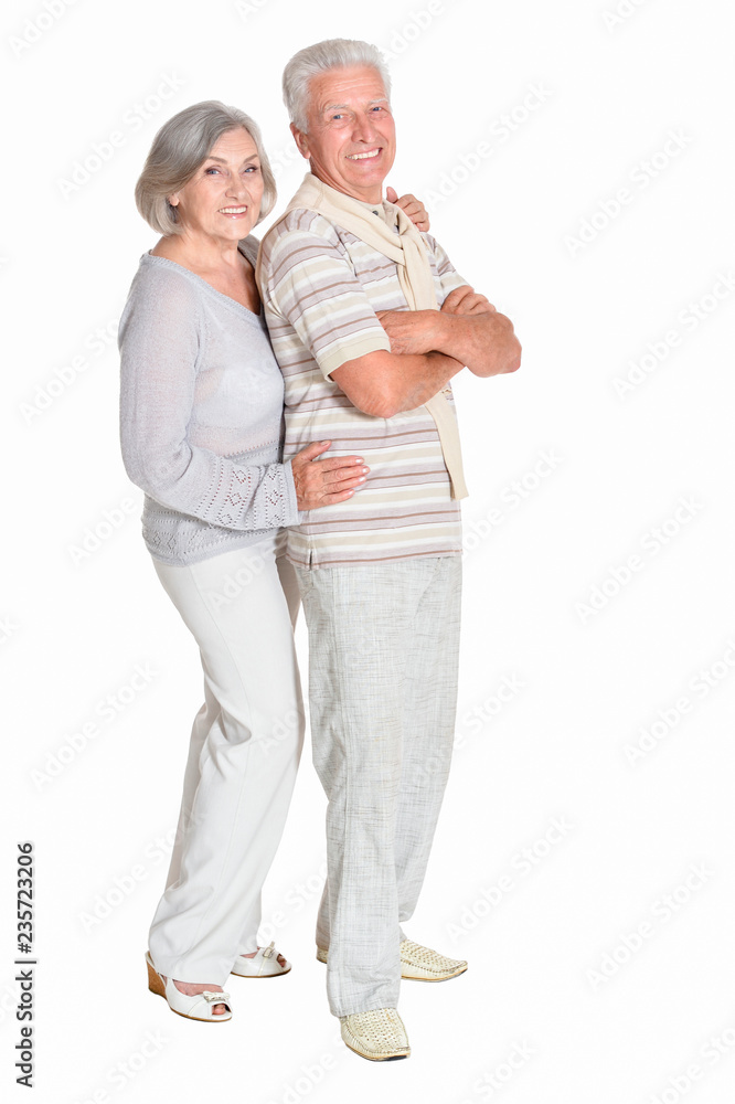 Portrait of beautiful senior couple posing on white background Portrait of beautiful senior couple posing on white background