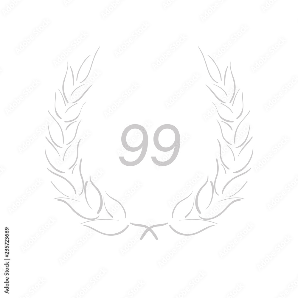 Lorbeerkranz - Jubiläum - 99 - Piktogramm - Symbol - grau Lorbeerkranz - Jubiläum - 99 - Piktogramm - Symbol - grau