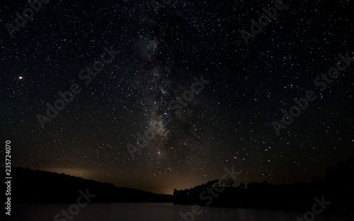Night landscape with Milky Way near Granadilla. Extremadura. Spain.