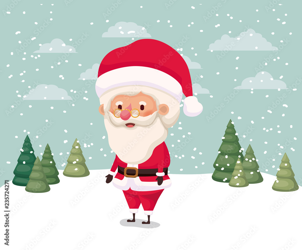 little santa claus character in snowscape little santa claus character in snowscape
